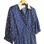 Schrader Sport Schrader Petite Sport Navy Blue & White Patterned Shirt Dress Size 10p Photo 5