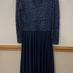Vintage 90s Navy Blue Glitter Leopard Print Long Sleeve Maxi Dress Size Medium 8 Photo 2