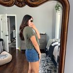 Lucky Brand Cropped Green V-Neck Lace Blouse Photo 4