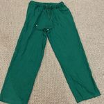Ashley Stewart  Pants Womens 12 Linen Kelly Green Wide Leg Stretch Drawstring Photo 0