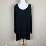 Comfy USA Tunic Top Women Large Black Long Sleeve Button Cuff High Low Lagenlook Photo 12