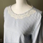 ZARA | Blue White Stripe Lace Detail Blouse Photo 3