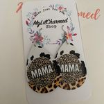 Handmade Leopard Cow Pattern MAMA Letter Teardrop Earrings  Photo 0