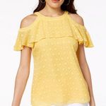 Thalia Sodi Marigold Ruffle Textured Cold Shoulder Blouse Size Large Photo 0
