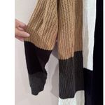 Fortune & Ivy Edwina Long Sleeve Colorblock Cardigan Size Medium Black Tan Ivory Photo 3