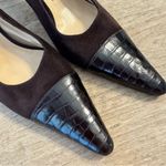 Cole Haan Size 10 Chocolate Brown Suede & Genuine Alligator Slingback Heels Photo 5