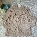 H&M Beige Ruffle Long Sleeve Blouse Photo 0