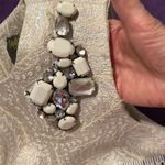 Taylor vintage cream & silver wiggle dress w/ gorgeous faux stones on front EVC Size 2 Photo 4