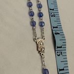 Blue Beaded Rosary Necklace Crucifix and Mary Centerpiece Christian Catholic Photo 8