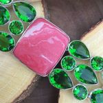 Rainbow Calsillica & Peridot Sterling Silver Toggle Bracelet Photo 2