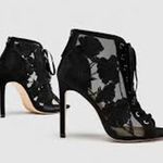 ZARA  Embroidered Mesh Lace Up Boot GOTH WHIMSIGOTH INDIE SLEAZE Size 37 7 Black Photo 1