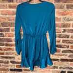 EXPRESS  Emerald Green Long Sleeve Faux-Wrap Ruffle Mini Dress Women's Size XS Photo 6