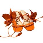 Cecelia New York Hibiscus Sandals in RARE Orange Sz. 10 Photo 3