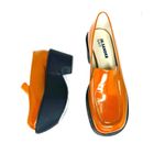 Jil Sander Bold Sculptural Platform Loafers Orange Leather Slip Photo 5