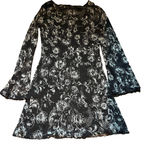 Brown Mesh Womens Long Bell Sleeve Mini Dress White Photo 1