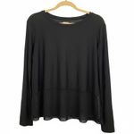 Beach Riot  Black Mesh Hem Long Sleeve Top Photo 0