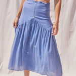 Jen's Pirate Booty JENS PIRATE BOOTY Fresco Cotton Midi Skirt Denim Blue NWT Medium Photo 0