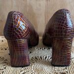 Vintage Bellini 90s Leather Metallic Orange Rust Red Square Toe Heels Sz 7.5 Y2K Photo 2