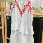 Gianni Bini NWT  Pool Party Maxine Peplum Romper Blue Embroidered - Sz S 💛🎀 Photo 4