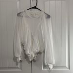 POL Womens‎  White Sheer Boho  Top Sz Small Zipper Closure Photo 2