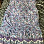 THML  Purple Pink Square Neck Tropical Flamingo Floral Midi Dress Large Photo 10