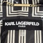 Karl Lagerfeld  Women's Double L Trench Coat Sz 12 Black White Geometric Long Photo 4