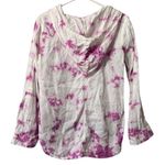 Rachel Zoe 100% Linen White & Purple Tie-dye Hood Button Down Top Women Size XS Photo 1