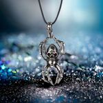 Retro Spider Pendant Domineering Personality‎ Double Skull Zinc Alloy Necklace Black Photo 3