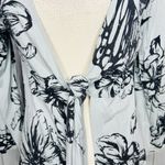 CAbi Front Tie Long Cardigan Size M Blue Knit Floral Duster Lightweight Photo 4