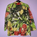 Chico's  Size L Linen Jacket Embroidered Floral Multicolor Cardigan Photo 4