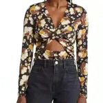 & Other Stories Paris Atelier Other Stories Women’s M Cut Out Belly Long Sleeve Floral Top Photo 0