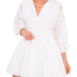 Chelsea and Violet  White Balloon Sleeve Embroidered Viole Mini Dress Photo 0