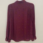 Loft Ann Taylor button front blouse size Small purple burgundy floral new Photo 3