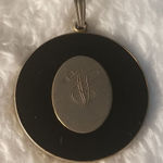 Vintage Black & Gray Round Letter V Pendant Black Photo 0