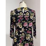 J.Jill Women's Black Floral Boat Neck 3/4 Sleeve Shift Dress Size XS Photo 5