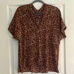 Karlie Brown and Cream Relaxed Notched Collar Blouse Photo 0