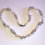 Vintage Puka Shell Chip Light Purple & Off White Beaded Boho Necklace Photo 0