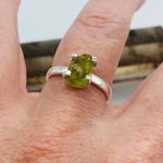 Natural Rough Green Apatite Rough Sterling Silver Ring Photo 4