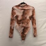 SheIn Sheer Body Suit Small Abstract Print Brown Travel Vacation Layering Maximalist Photo 8