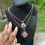 Gold Double Coin Medallion Necklace Photo 5