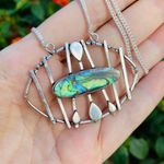 Handmade Abalone Shell Sterling Silver Art Deco  Necklace Photo 2