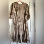Fig + Flower Floral Embroidered Tan Dress Size M Photo 3