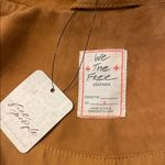 Free People  Willa Western Bomber Tan Leather Jacket with Fringe Embroidery Photo 7