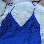 ASOS  Blue Eyelet Lace Tie Shoulder Dress Photo 3