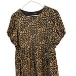 Very J Women's Dress Size L Black Brown Animal Print Short Sleeve Casual Photo 1