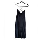 Divided H & M  Elegant Black Satin Slip Dress. Draped Neck, Open Back. Size Small Photo 1