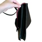 Vintage Black Leather Red Trim Envelope Satchel Bag Photo 6