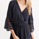 Abercrombie & Fitch Abercrombie and Fitch Lace Romper Sleeves and Shorts Black Lace Wrap Top Romper Photo 0