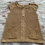 margaret o'leary Margaret O’Leary gold tan knit shirt sleeve cardigan with pockets, size L boho Photo 7
