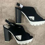 Qupid Black and White Platform Heels Photo 5